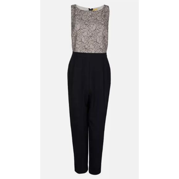New Alice + Olivia Lace Bodice Jumpsuit Sleeveless Lace Overlay Wool 6 Holiday - Picture 1 of 16